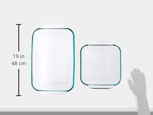 Pyrex SYNCHKG106070 2Piece Basics Value Pack1-Basics 8"/2 dish1-Basics 3 Quart Oblong Bake Dish, 2.2, clear