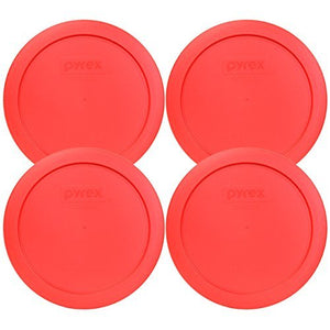 Pyrex 7201-PC Round Red 6.5" 4 Cup Lid for Glass Bowl 4 Pack