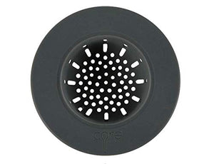 Core Home Silicone Anti Clogging Kitchen In Sink Plastic Drain Strainer In Sink Dimensions 2.75" Diameter. Overall Dimensions 4.75" Diameter. (Grey)