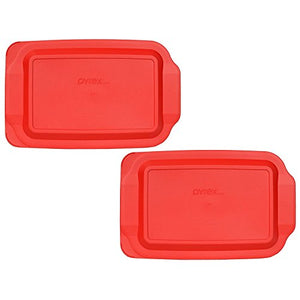 (2) Pyrex 233-PC 3 Quart Red 9" x 13" Baking Dish Lids - Will NOT Fit Easy Grab Baking Dish (See Bullets Bellow)