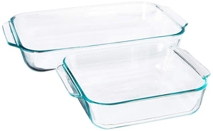 Pyrex SYNCHKG106070 2Piece Basics Value Pack1-Basics 8"/2 dish1-Basics 3 Quart Oblong Bake Dish, 2.2, clear