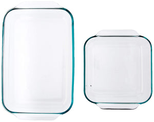 Pyrex SYNCHKG106070 2Piece Basics Value Pack1-Basics 8"/2 dish1-Basics 3 Quart Oblong Bake Dish, 2.2, clear