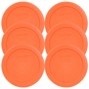 Pyrex 7200-PC Round 2 Cup Storage Lid for Glass Bowls (6, Orange)